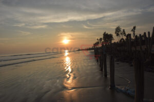 Barricade Around The Sea Beach When The Daylight Fades In Tajpur, West Bengal